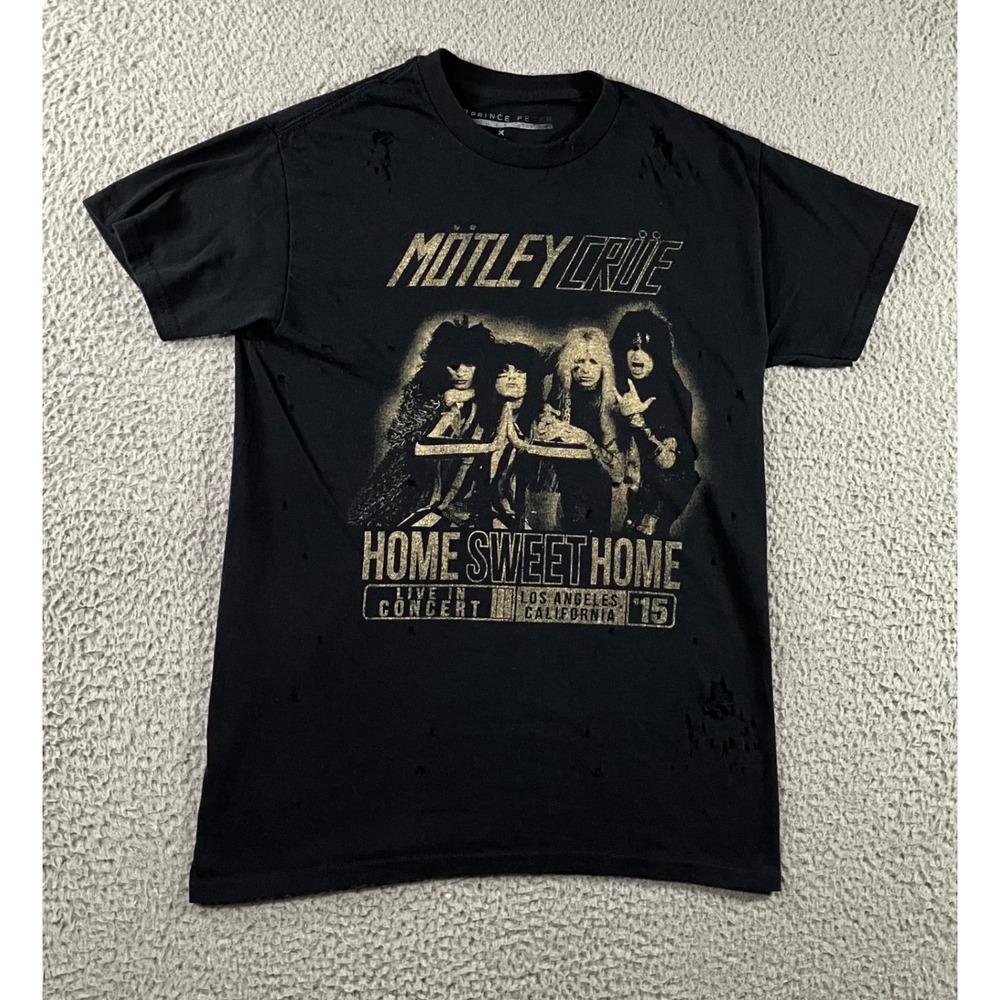 Prince Peter Motley Crue T-Shirt Men S Home Sweet Home‎ Distressed Black Tee